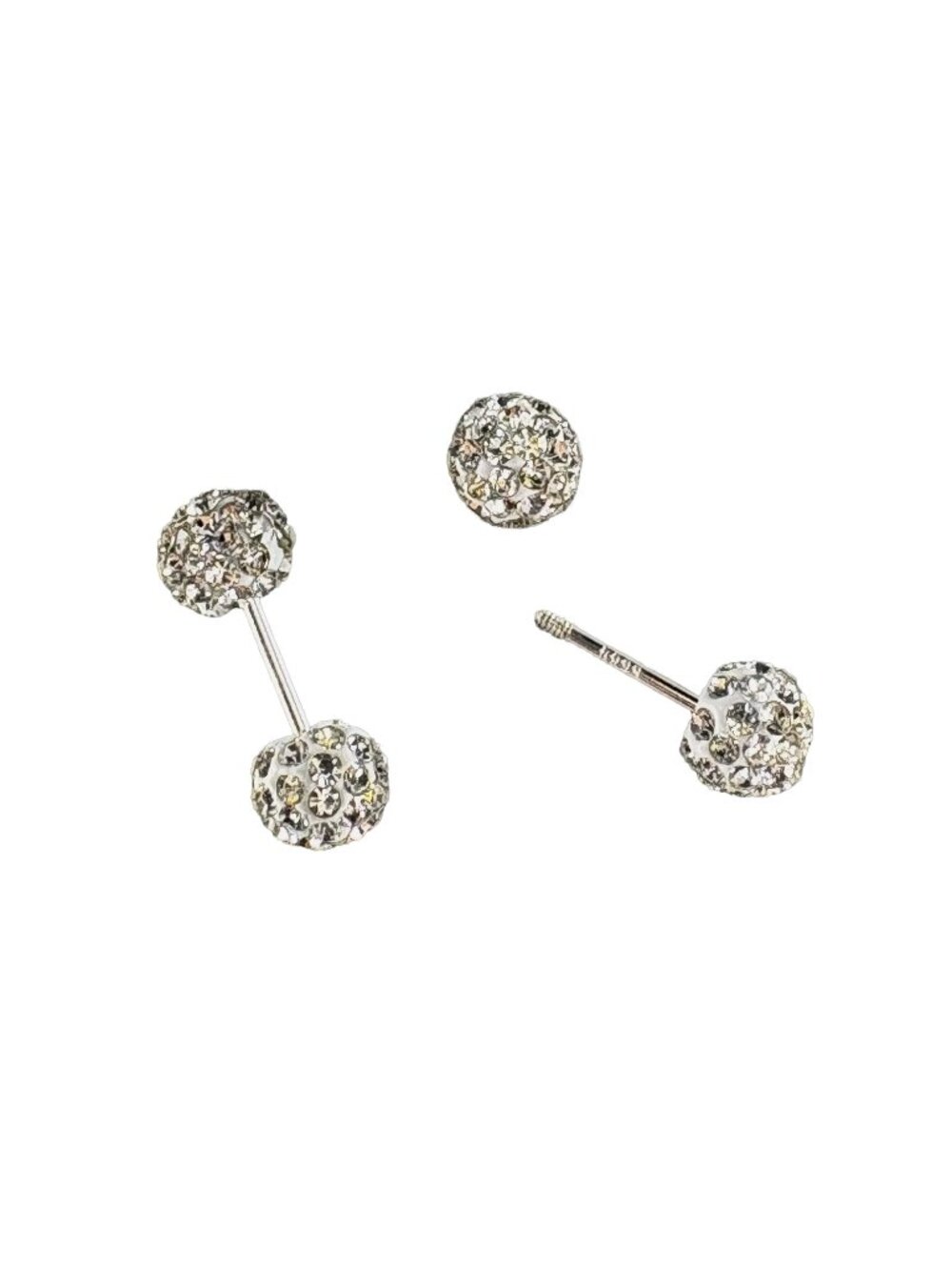 925 Sterling Silver Sparkly CZ Screw Back Stud Earrings 6x16mm
